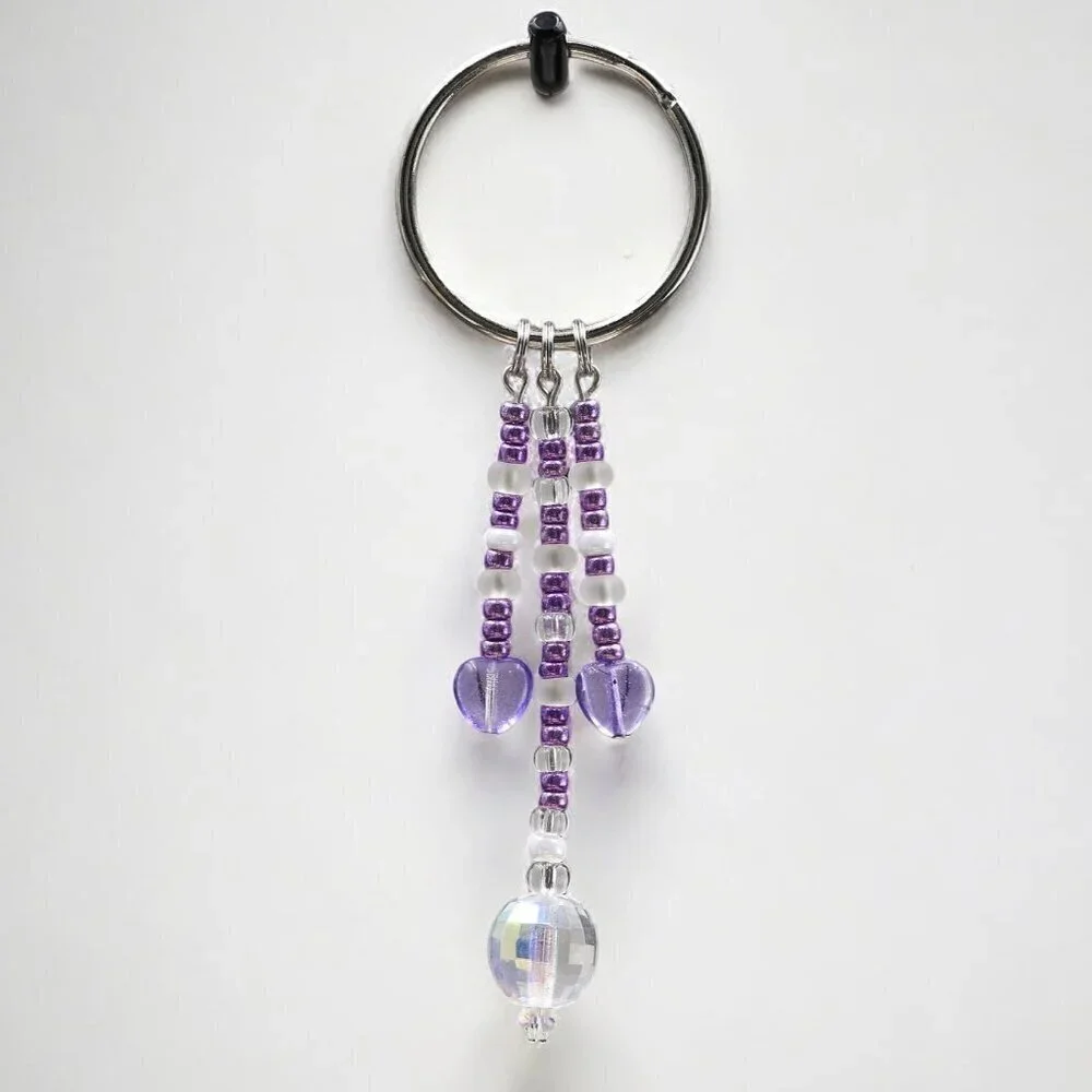 Crystal Heart Dangle Keychain | Handmade